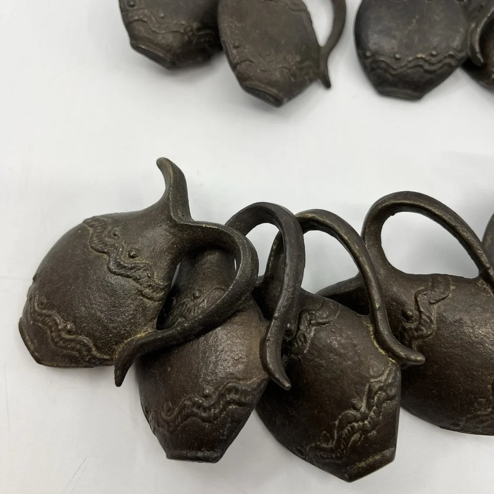 Vtg Solid Brass Distressed Pitcher Ewer Drawer Knobs Pulls Set Of 14 Read 2